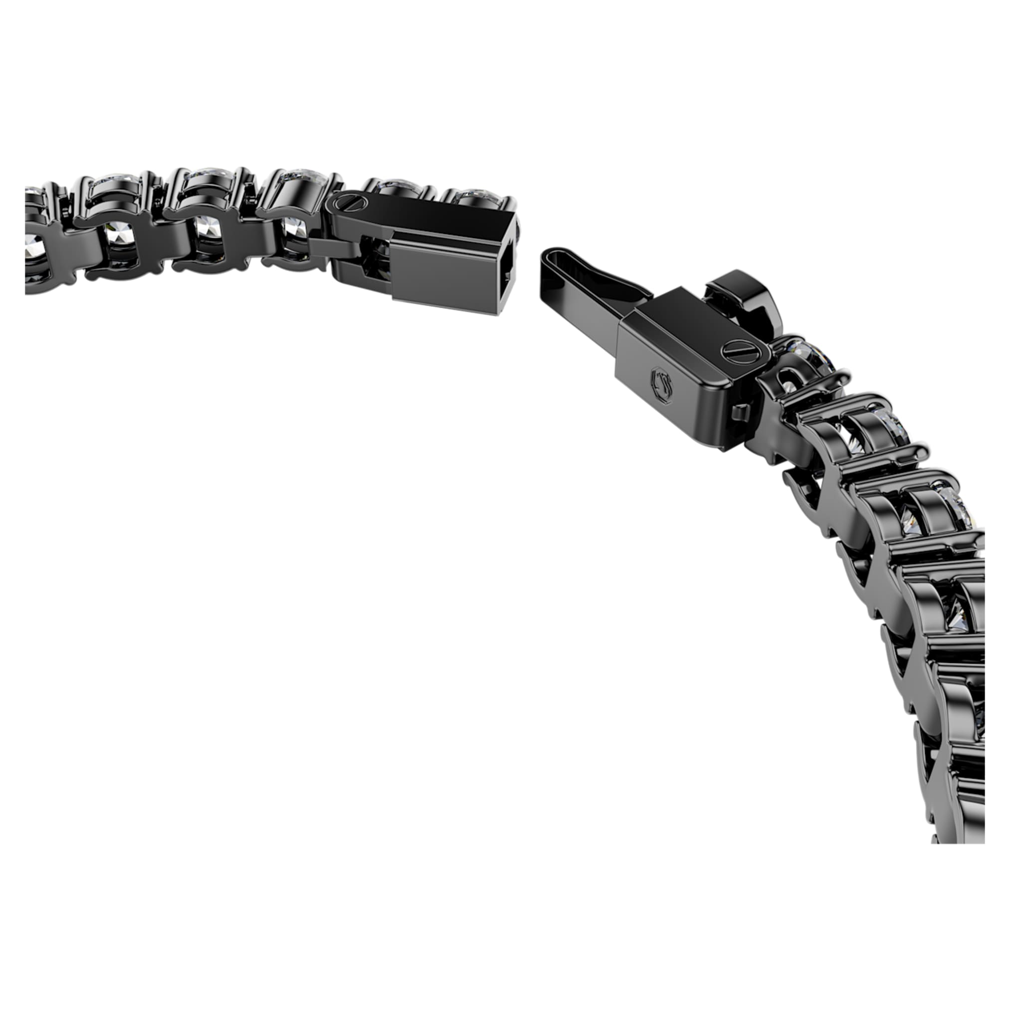 Swarovski Matrix Tennis bracelet Round cut, Gray, Ruthenium plated