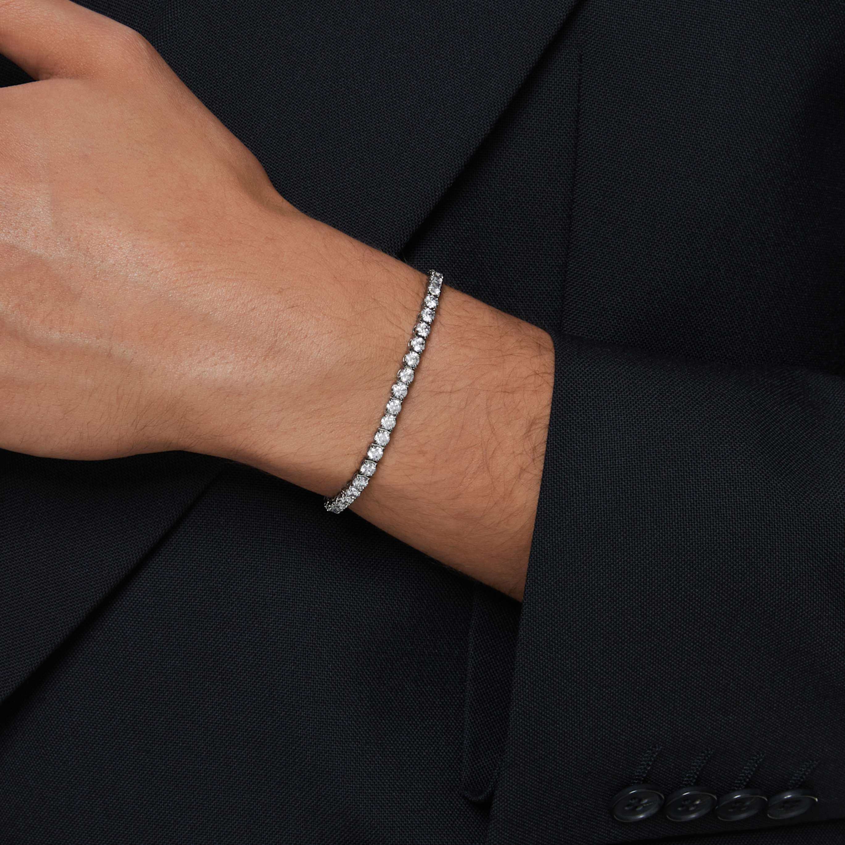 Swarovski Matrix Tennis bracelet Round cut, Green, Ruthenium plated