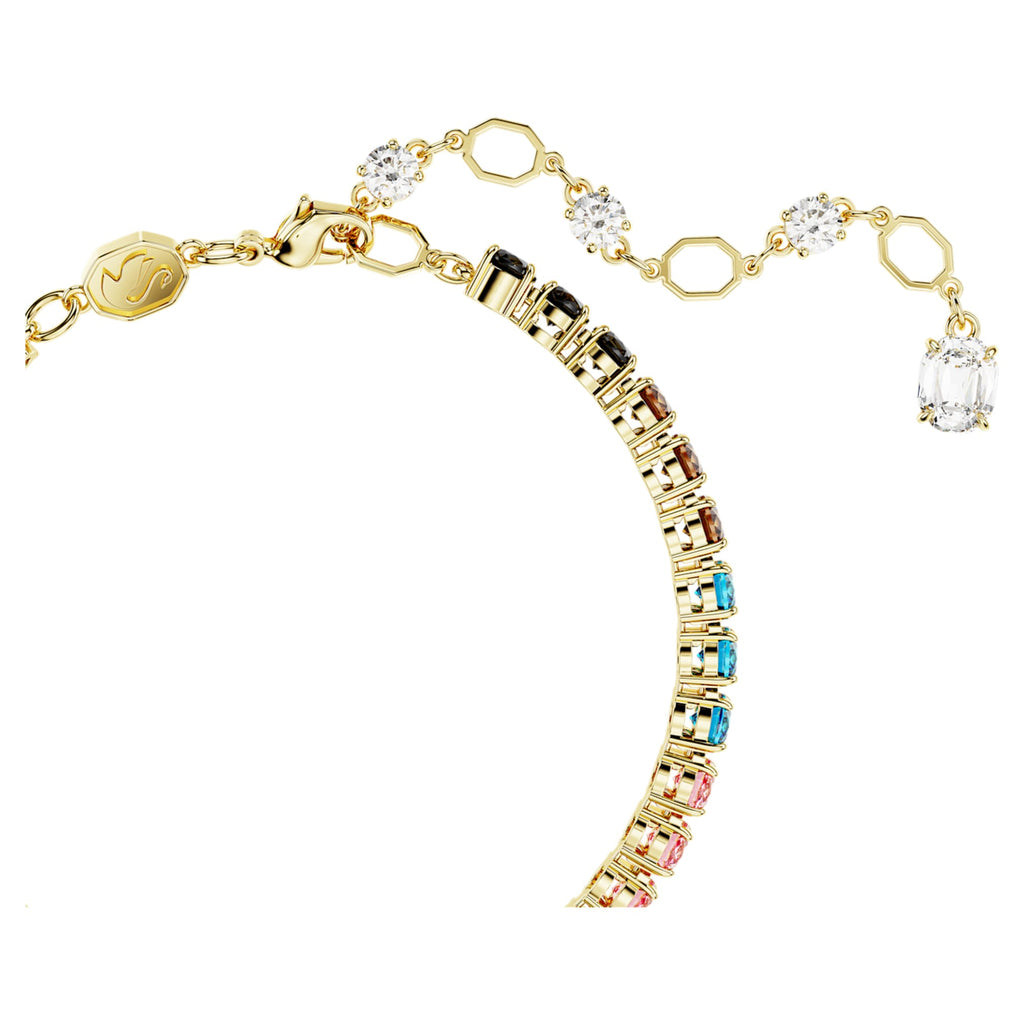 Swarovski Matrix Tennis bracelet Round cut, Multicolored, 18K gold finish