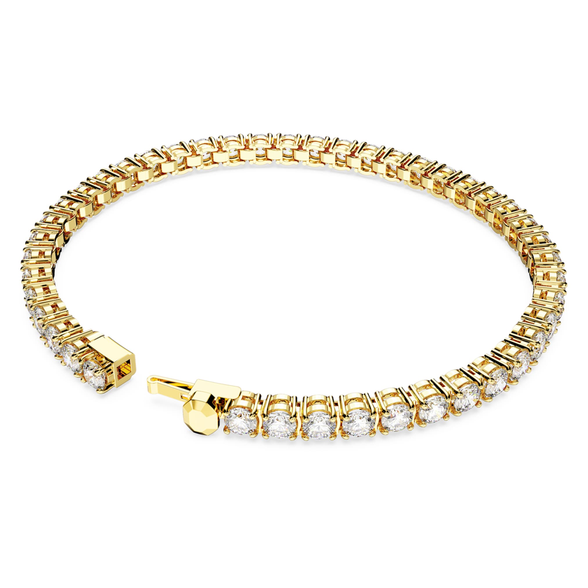 Swarovski Matrix Tennis bracelet Round cut, White, 18K gold finish