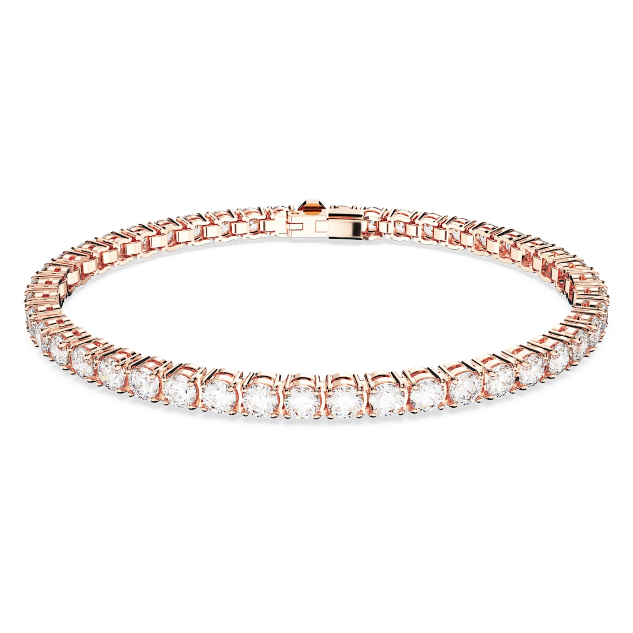 Swarovski Matrix Tennis bracelet Round cut, White, 18K rose gold finish