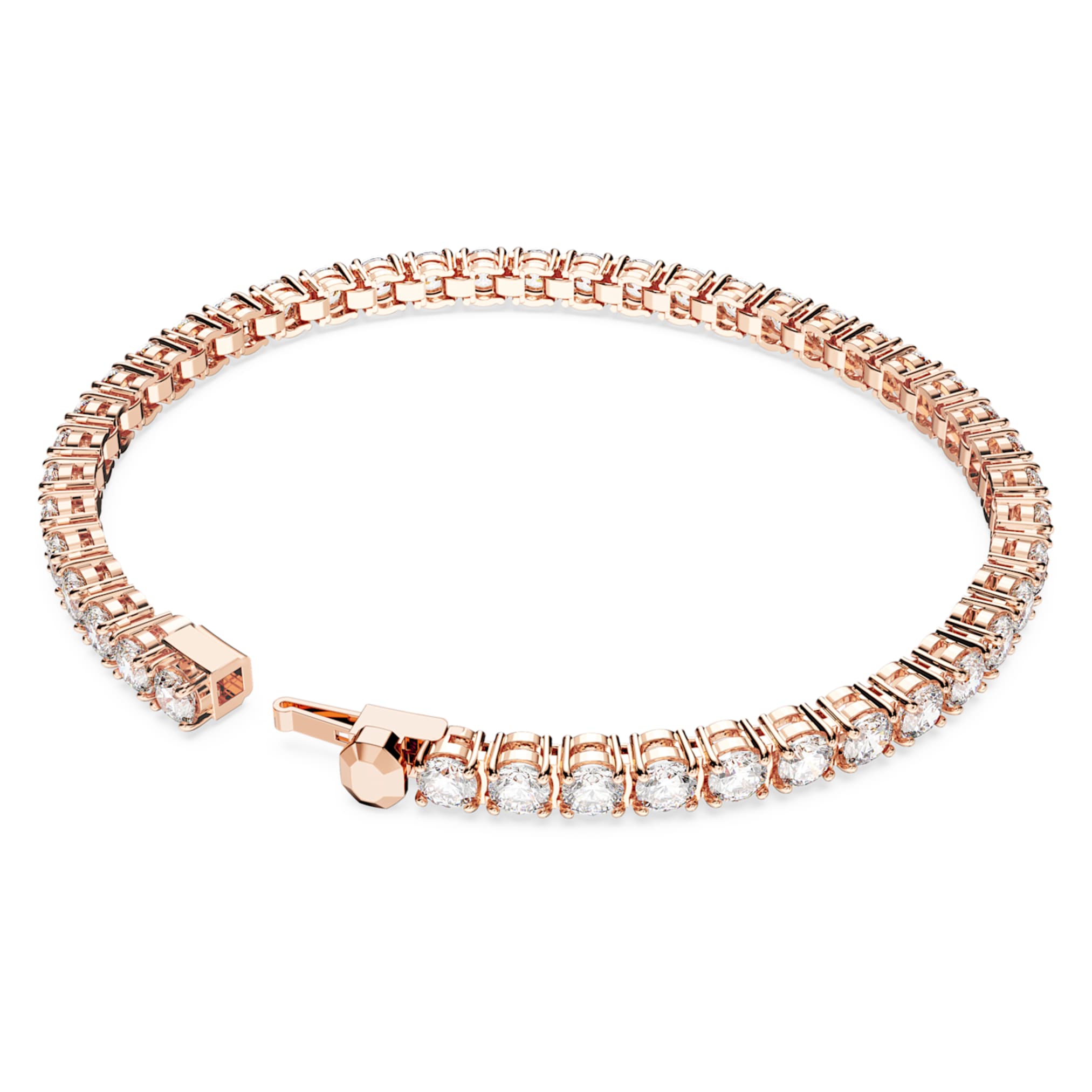 Swarovski Matrix Tennis bracelet Round cut, White, 18K rose gold finish