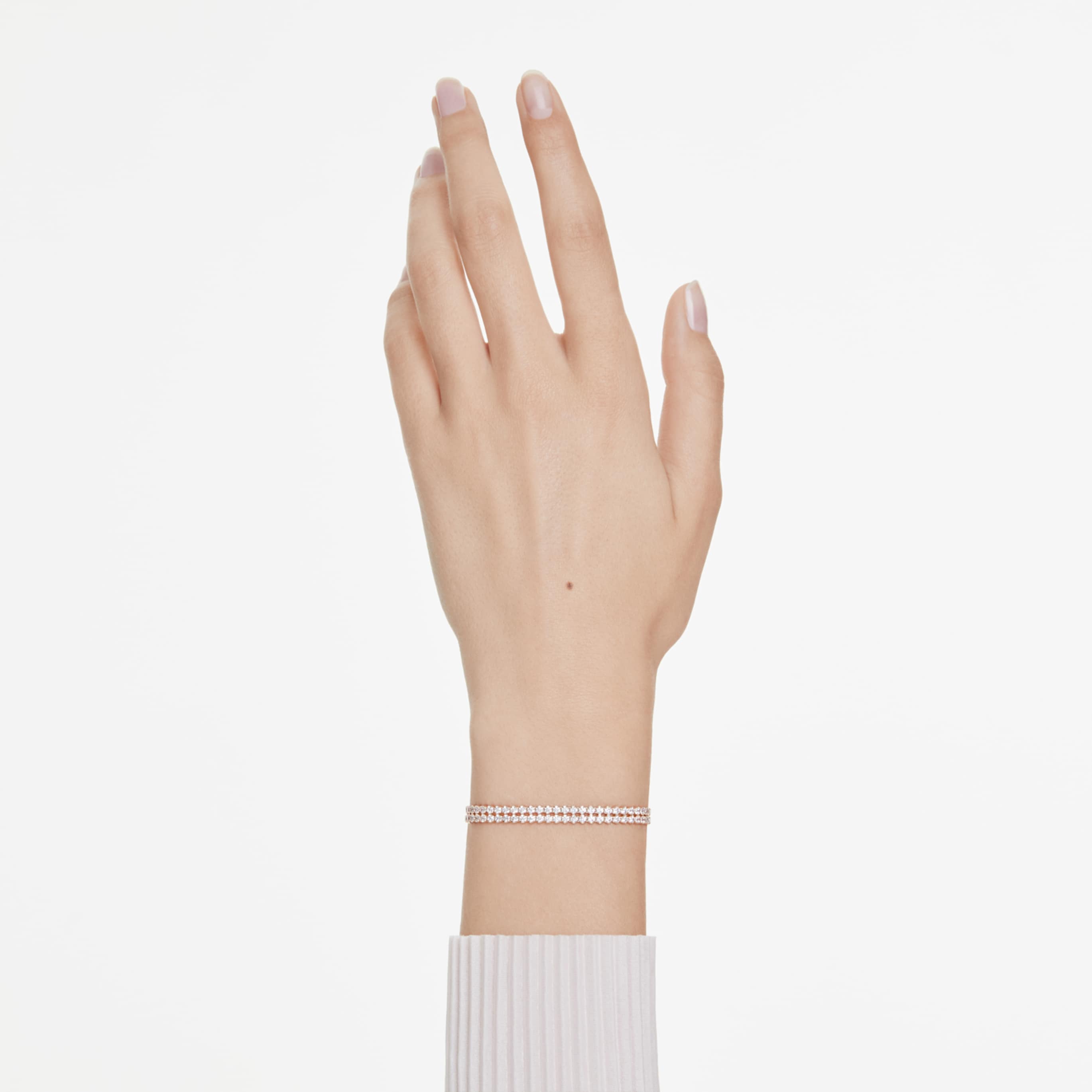 Swarovski Matrix bracelet Round cut, Blue, Rhodium plated