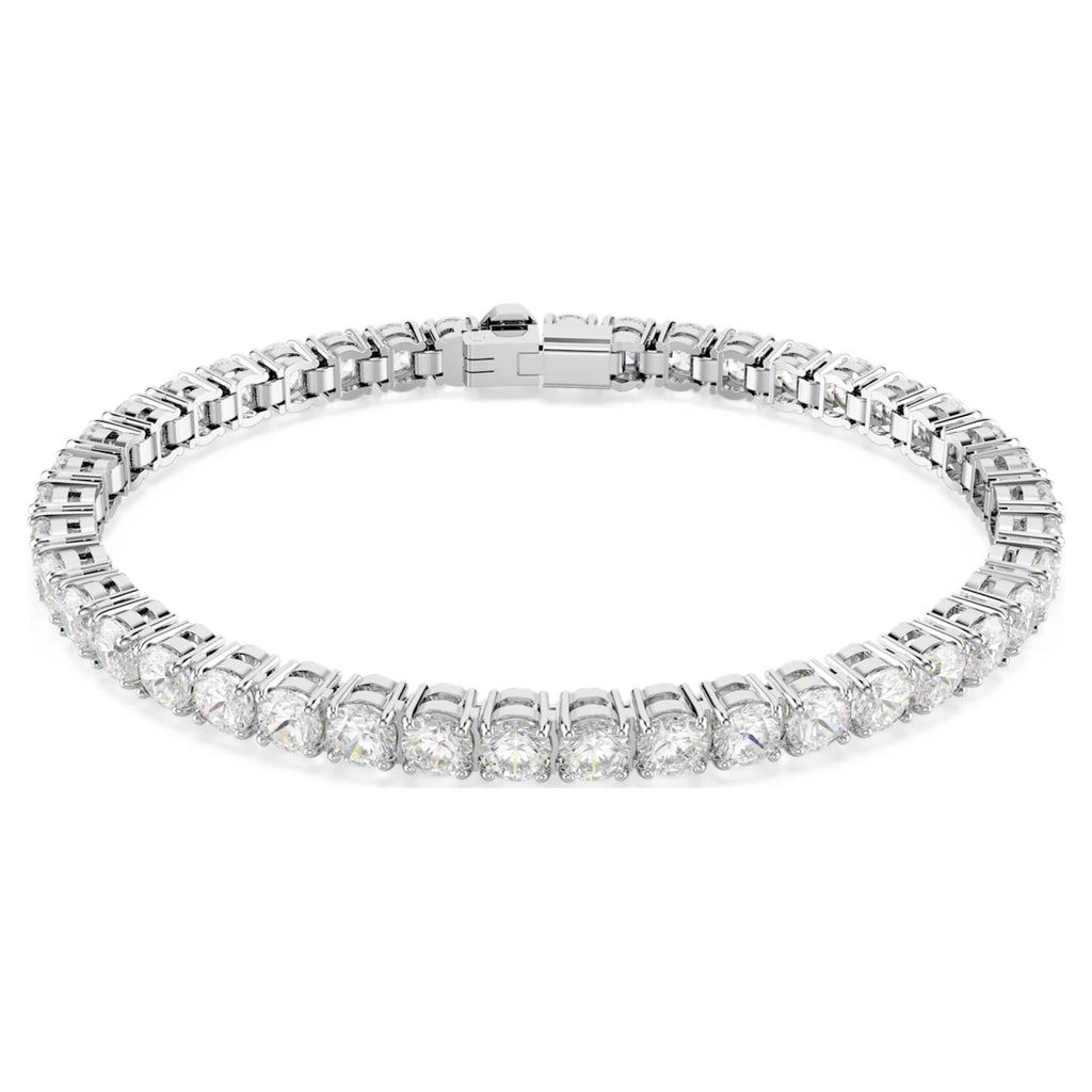 Swarovski Matrix Tennis bracelet Round cut, White, Rhodium plated