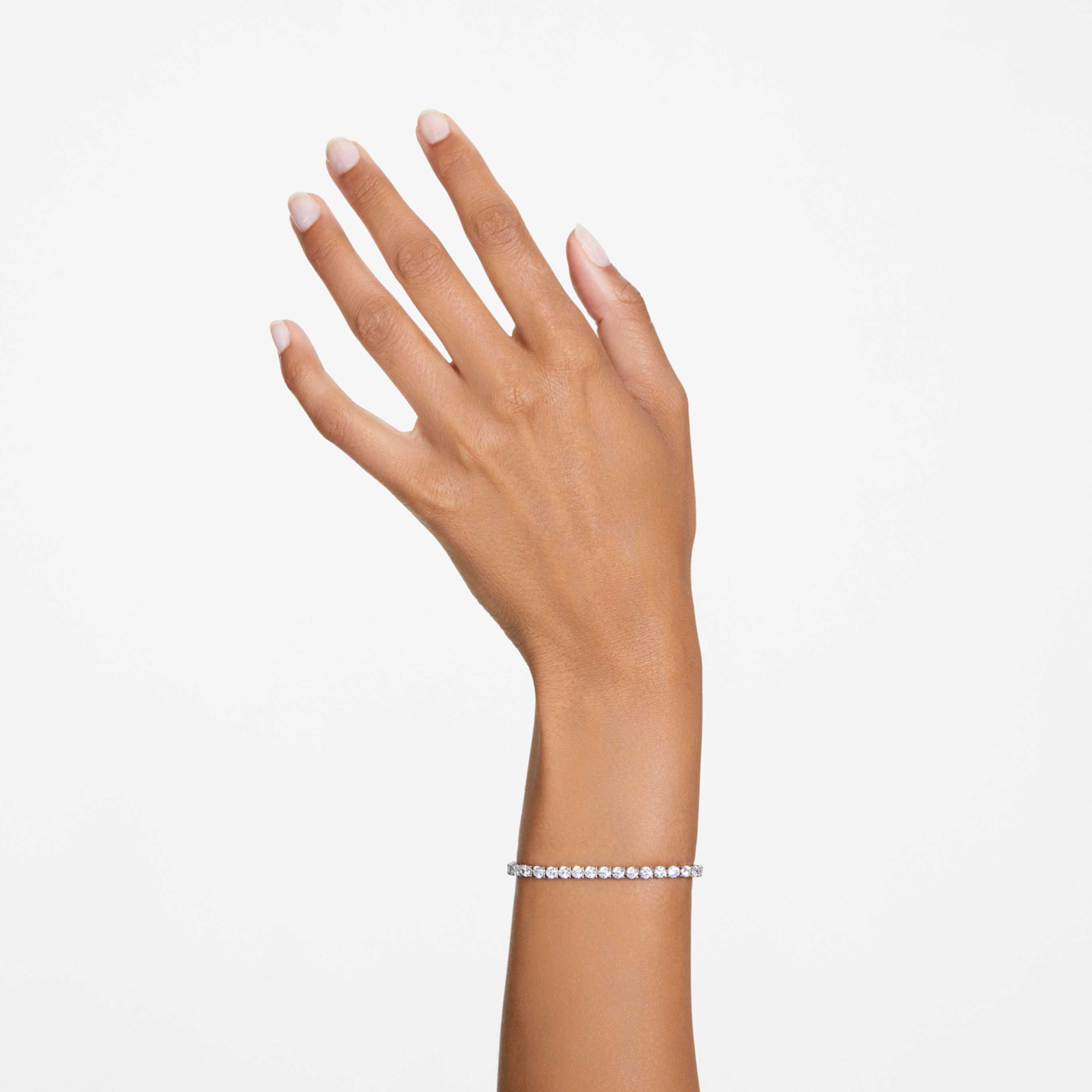 Swarovski Matrix Tennis bracelet Round cut, White, Rhodium plated