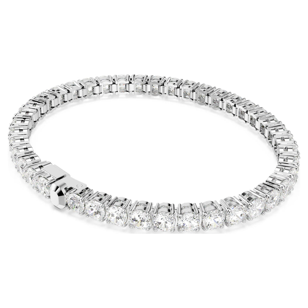 Swarovski Matrix Tennis bracelet Round cut, White, Rhodium plated