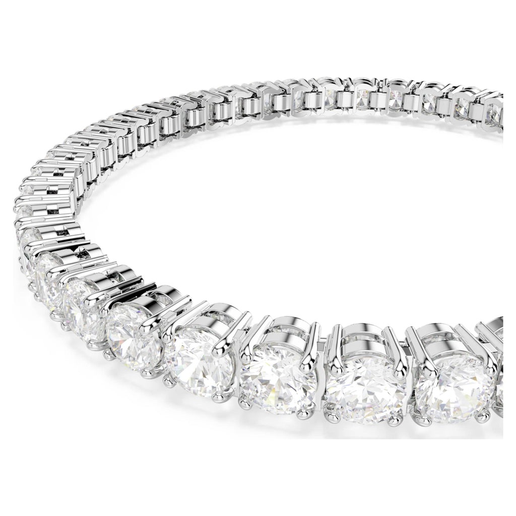 Swarovski Matrix Tennis bracelet Round cut, White, Rhodium plated
