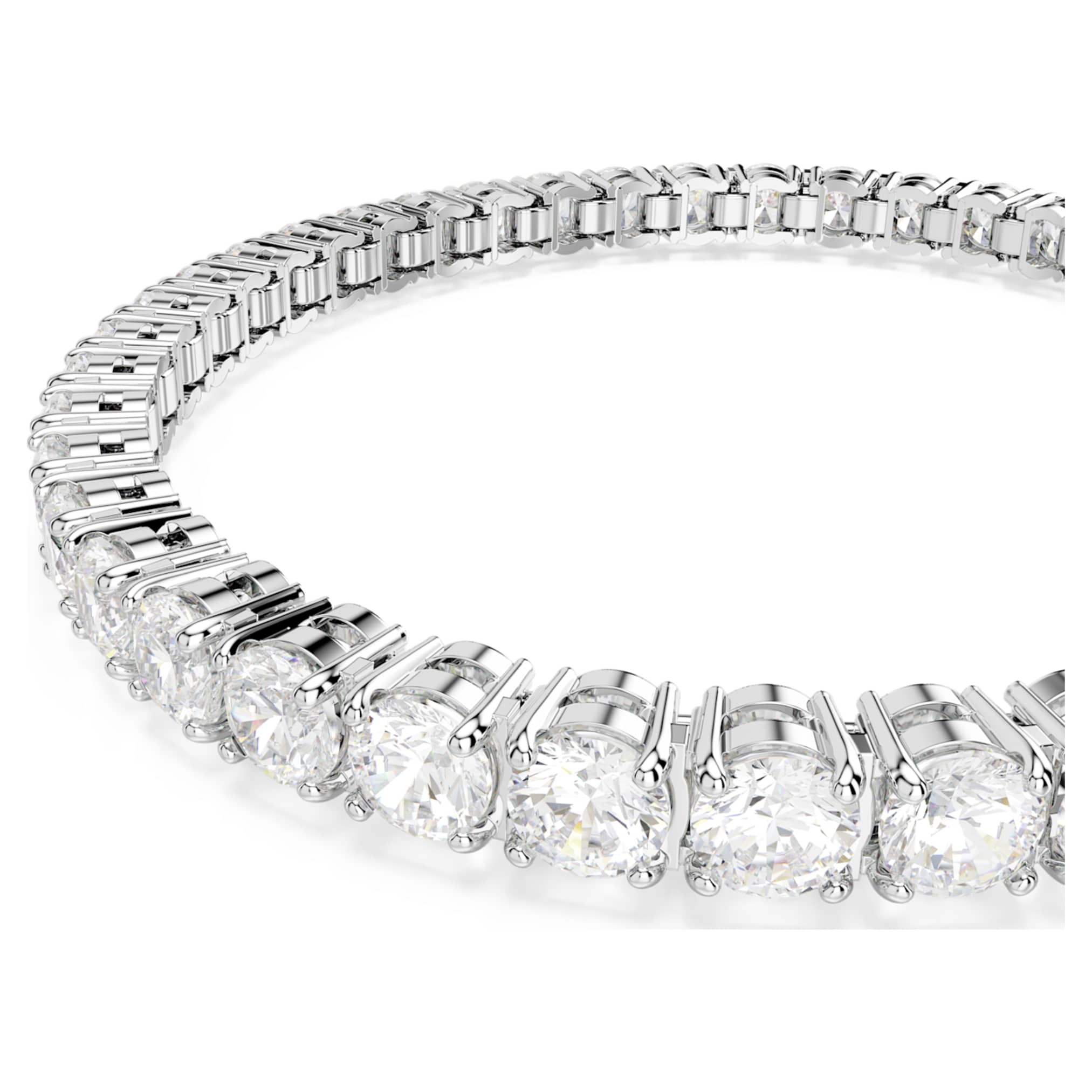 Swarovski Matrix Tennis bracelet Round cut, White, Rhodium plated