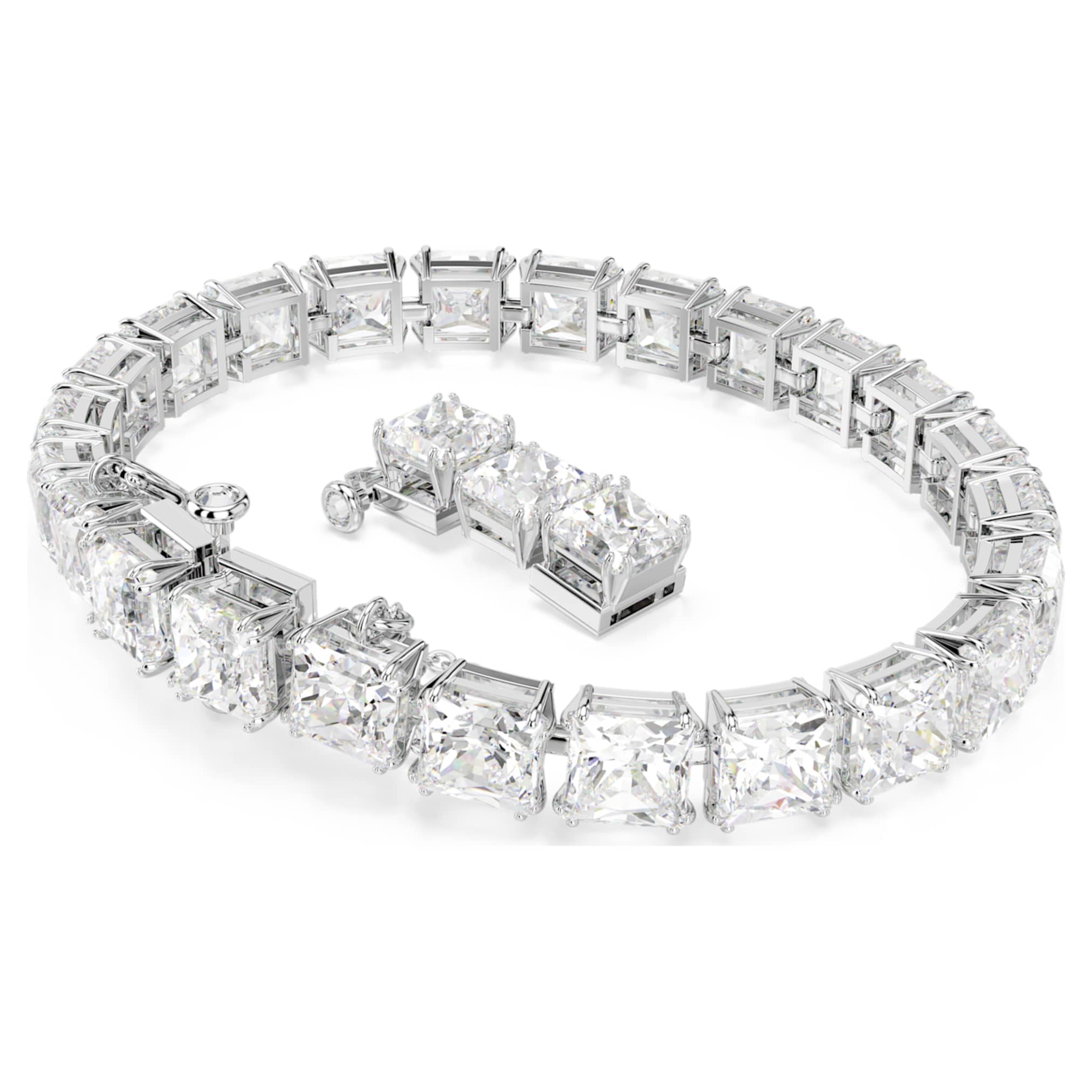 Swarovski Matrix Tennis bracelet White, Rhodium plated