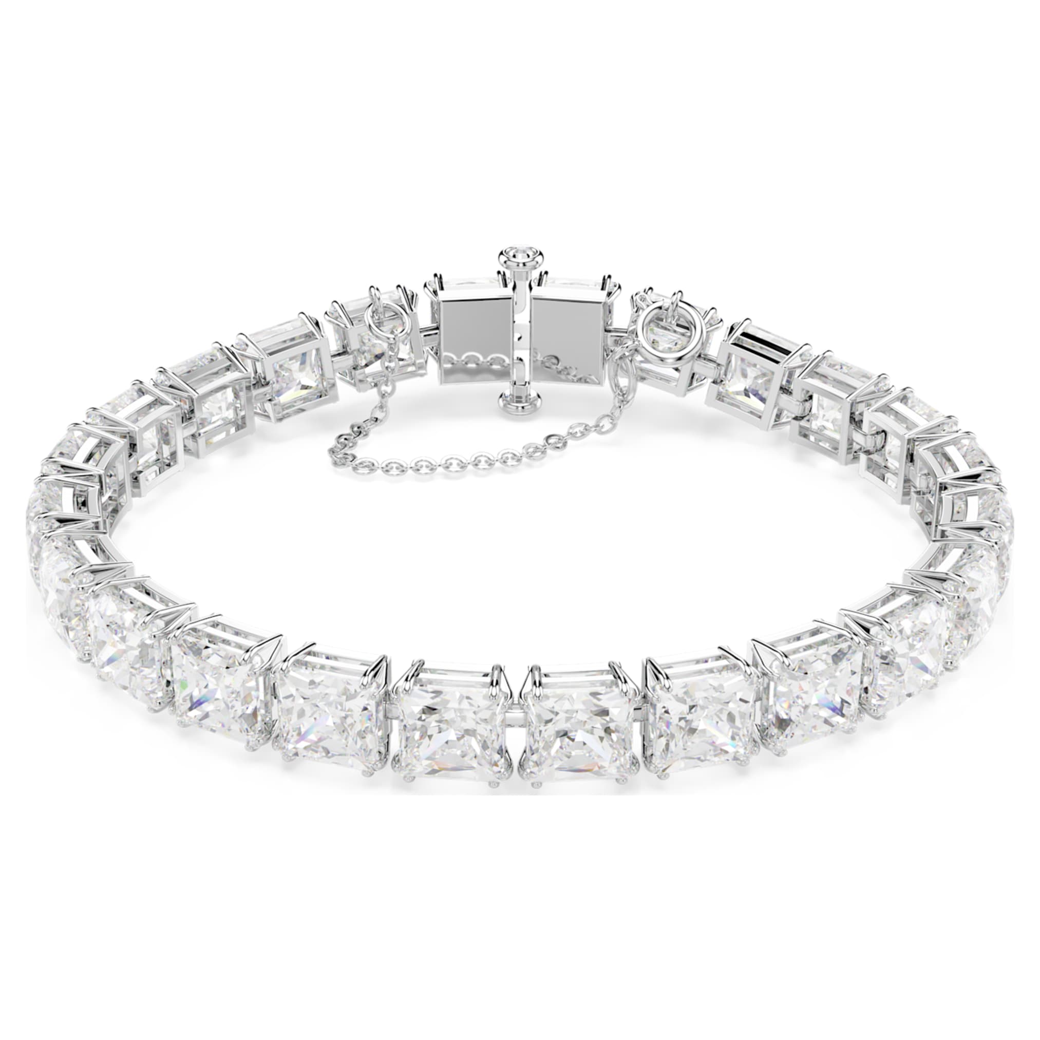 Swarovski Matrix Tennis bracelet White, Rhodium plated