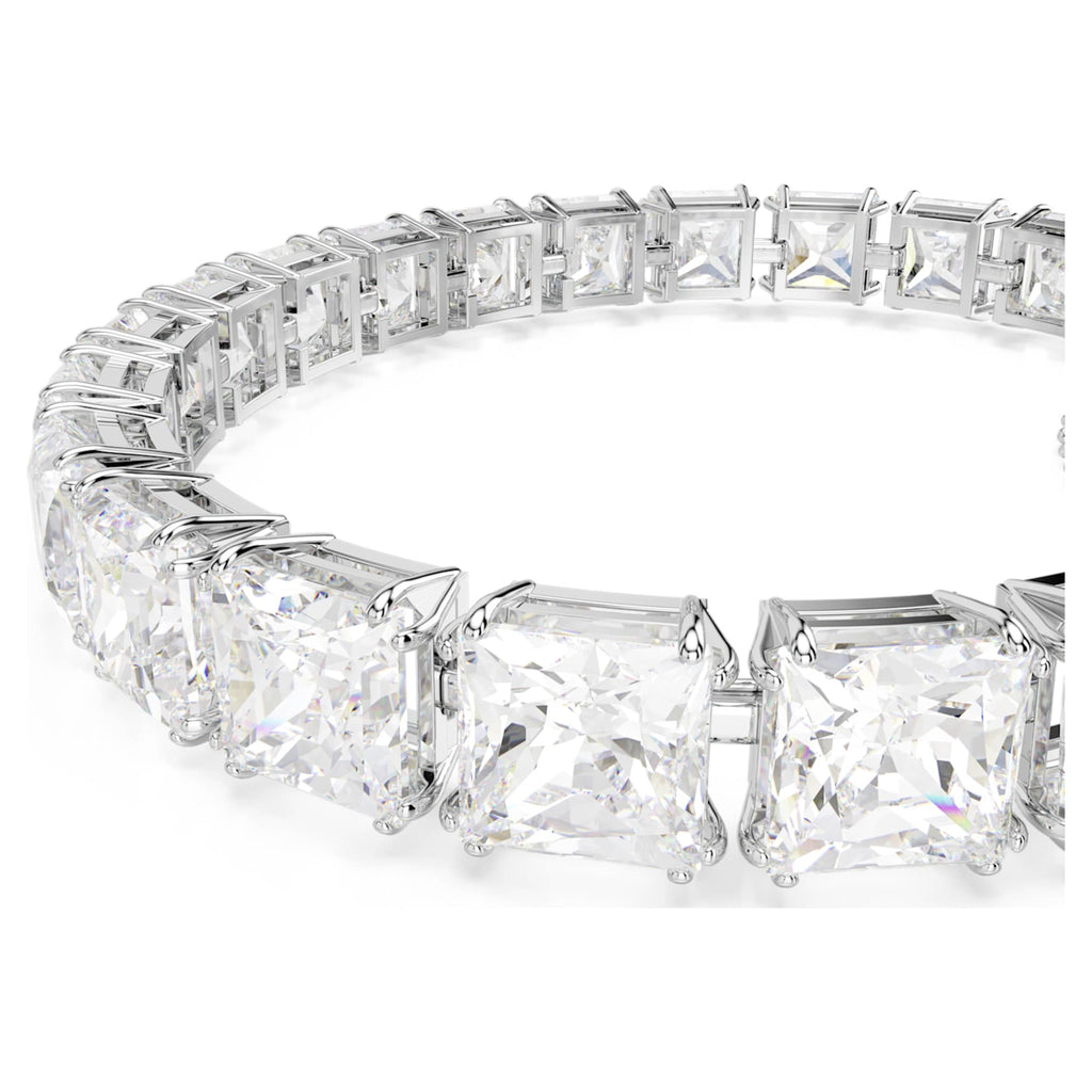 Swarovski Matrix Tennis bracelet White, Rhodium plated