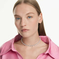 Swarovski Matrix Tennis necklace Crystal pearl, Round cut, White, 18K gold finish