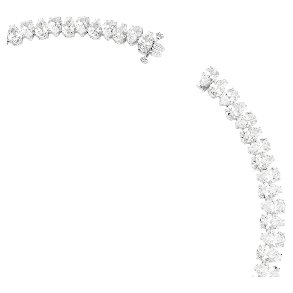 Swarovski Matrix Tennis necklace Pear cut, White, Rhodium plated