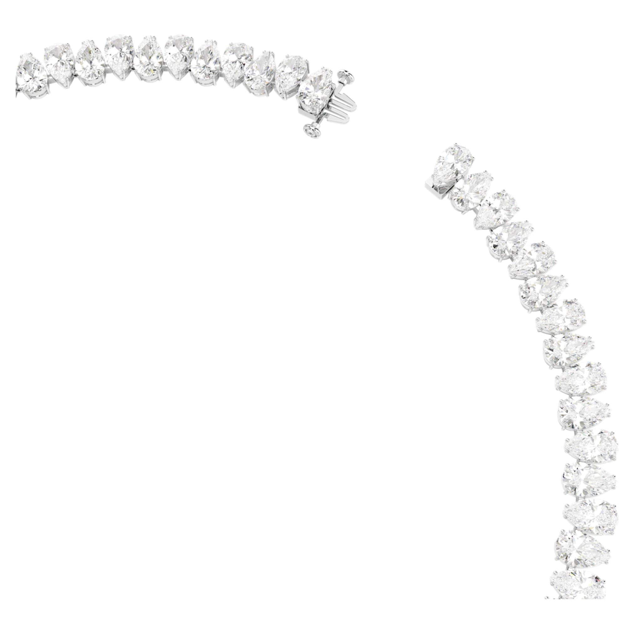 Swarovski Matrix Tennis necklace Pear cut, White, Rhodium plated