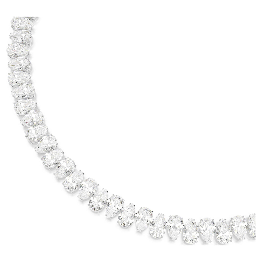 Swarovski Matrix Tennis necklace Pear cut, White, Rhodium plated