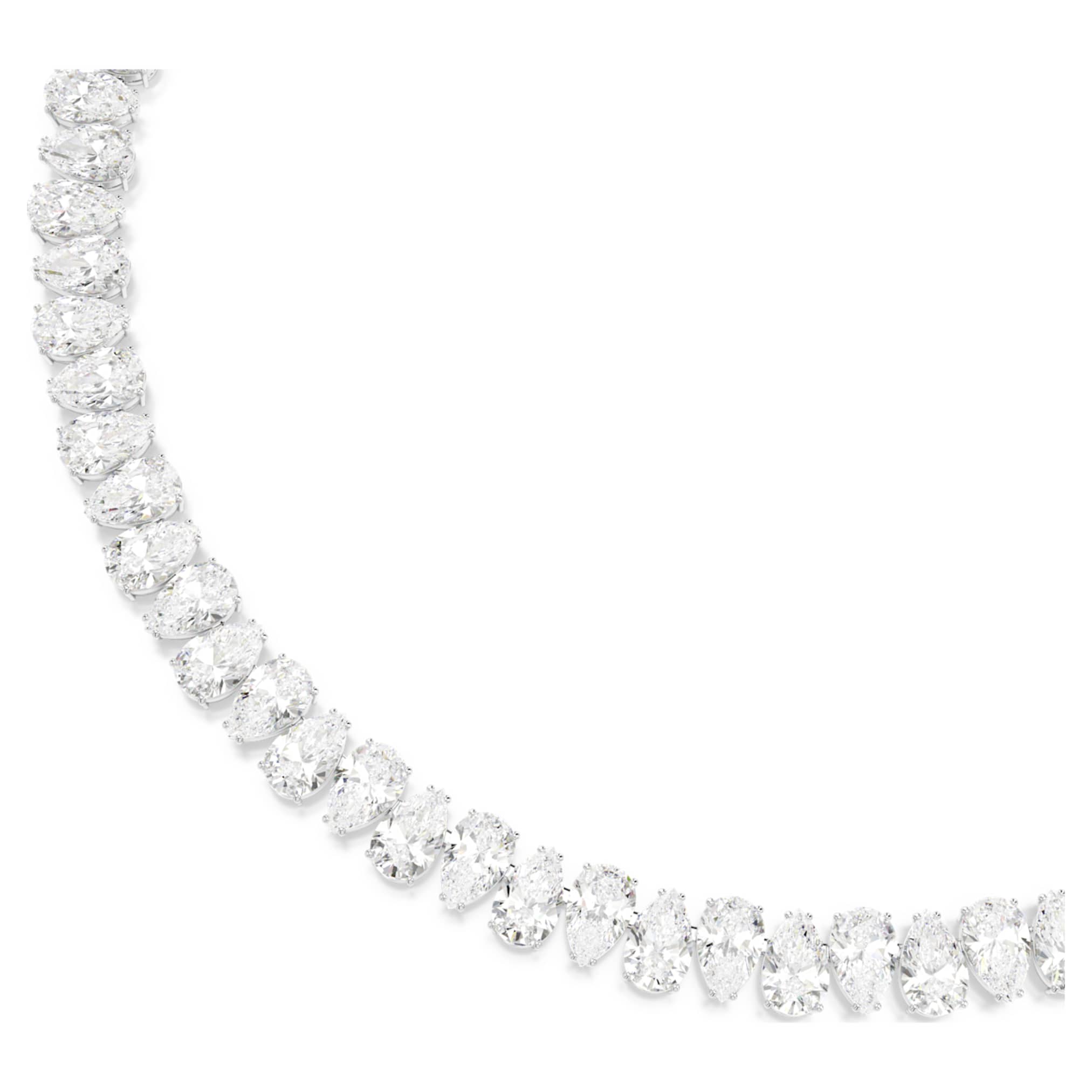 Swarovski Matrix Tennis necklace Pear cut, White, Rhodium plated