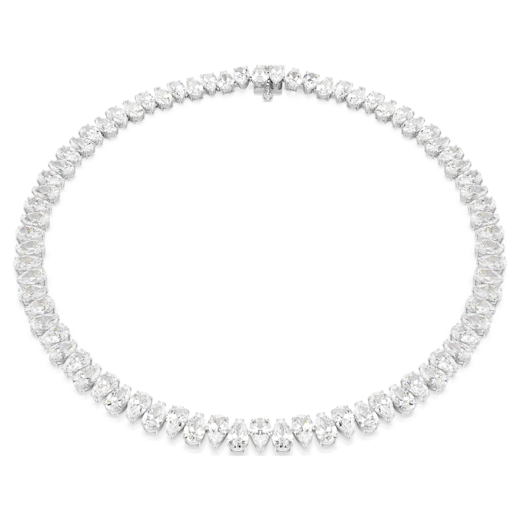 Swarovski Matrix Tennis necklace Pear cut, White, Rhodium plated