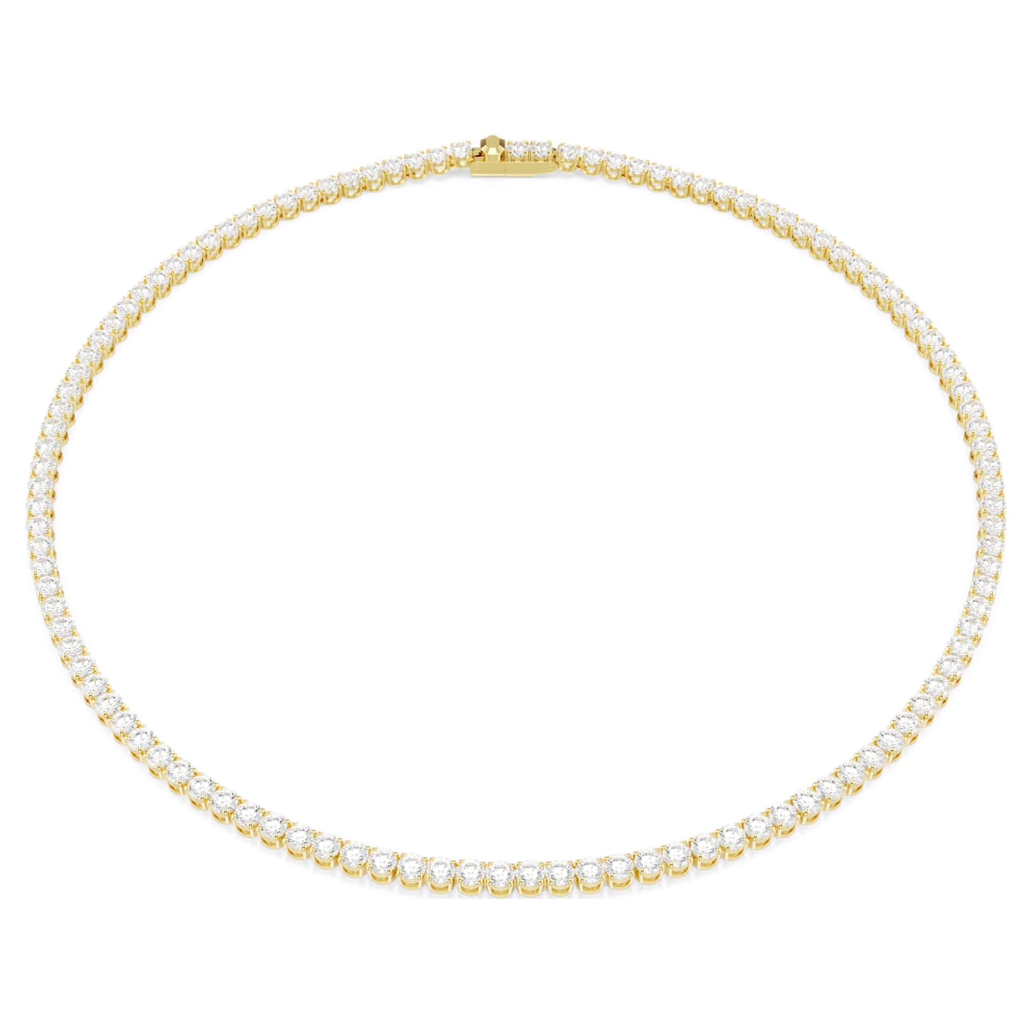 Swarovski Matrix Tennis necklace Round cut, White, 18K gold finish