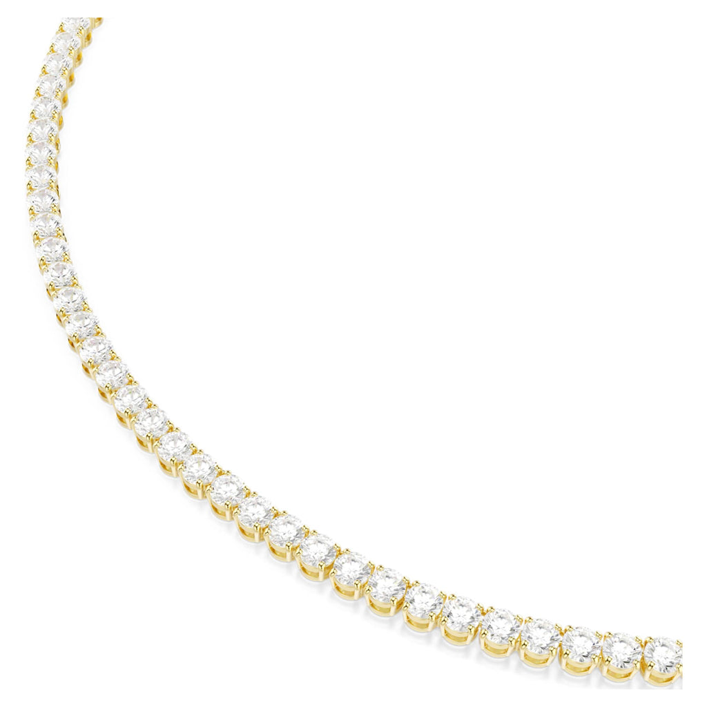 Swarovski Matrix Tennis necklace Round cut, White, 18K gold finish