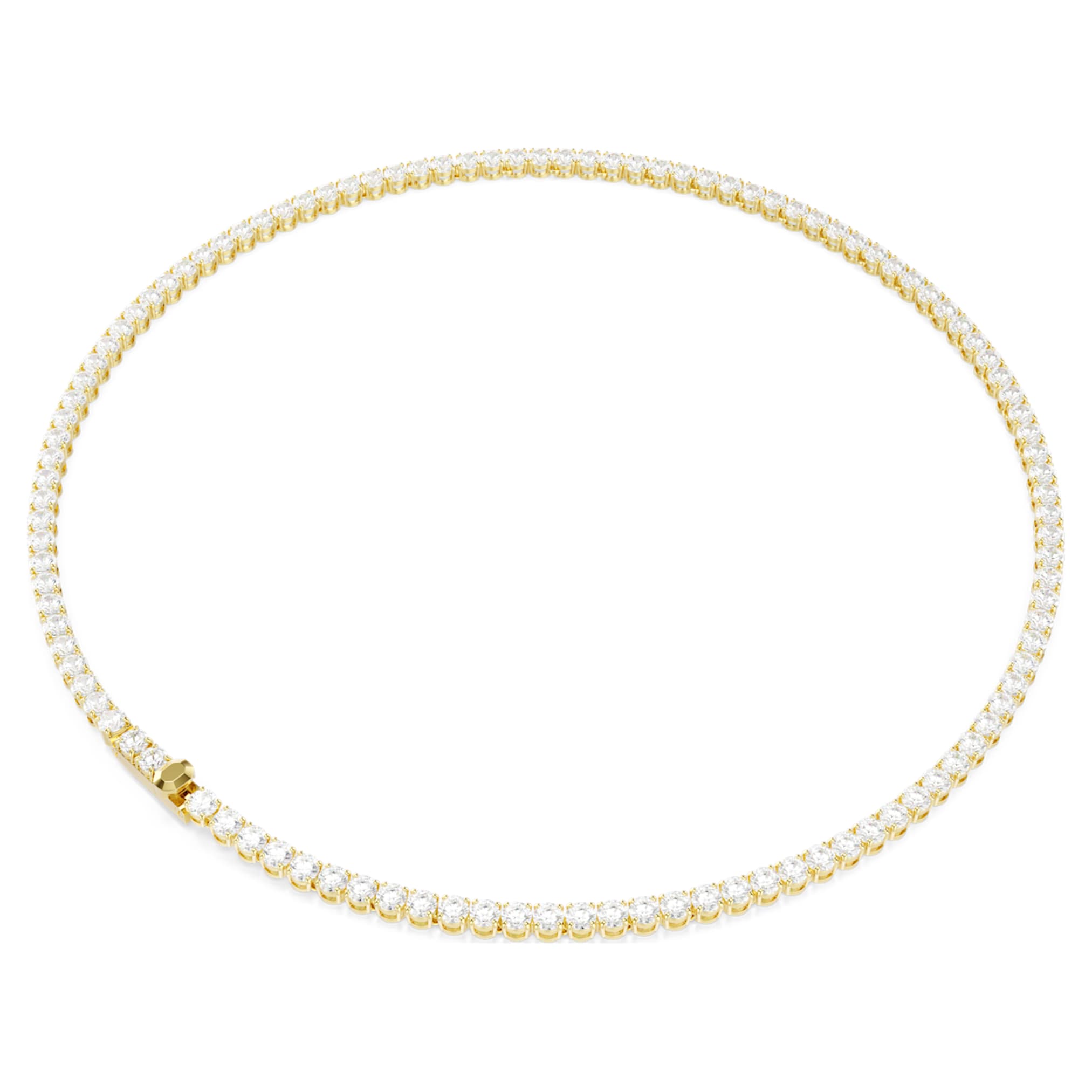 Swarovski Matrix Tennis necklace Round cut, White, 18K gold finish
