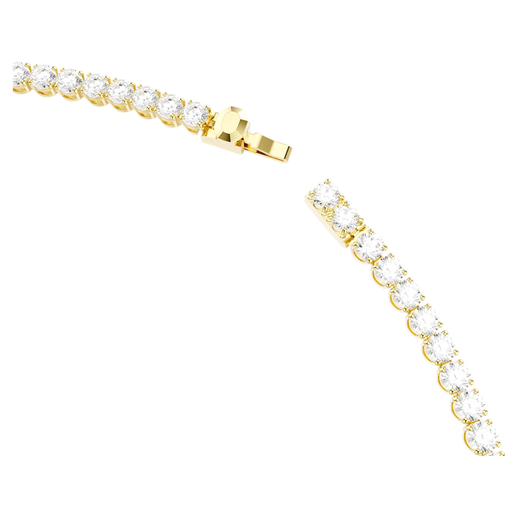 Swarovski Matrix Tennis necklace Round cut, White, 18K gold finish