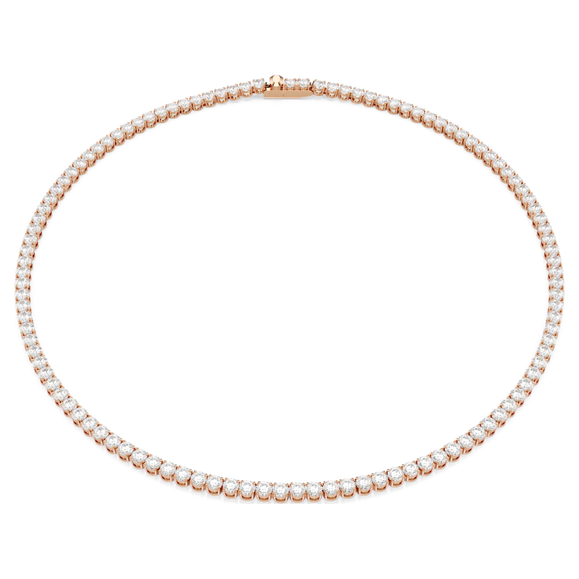 Swarovski Matrix Tennis necklace Round cut, White, 18K rose gold finish