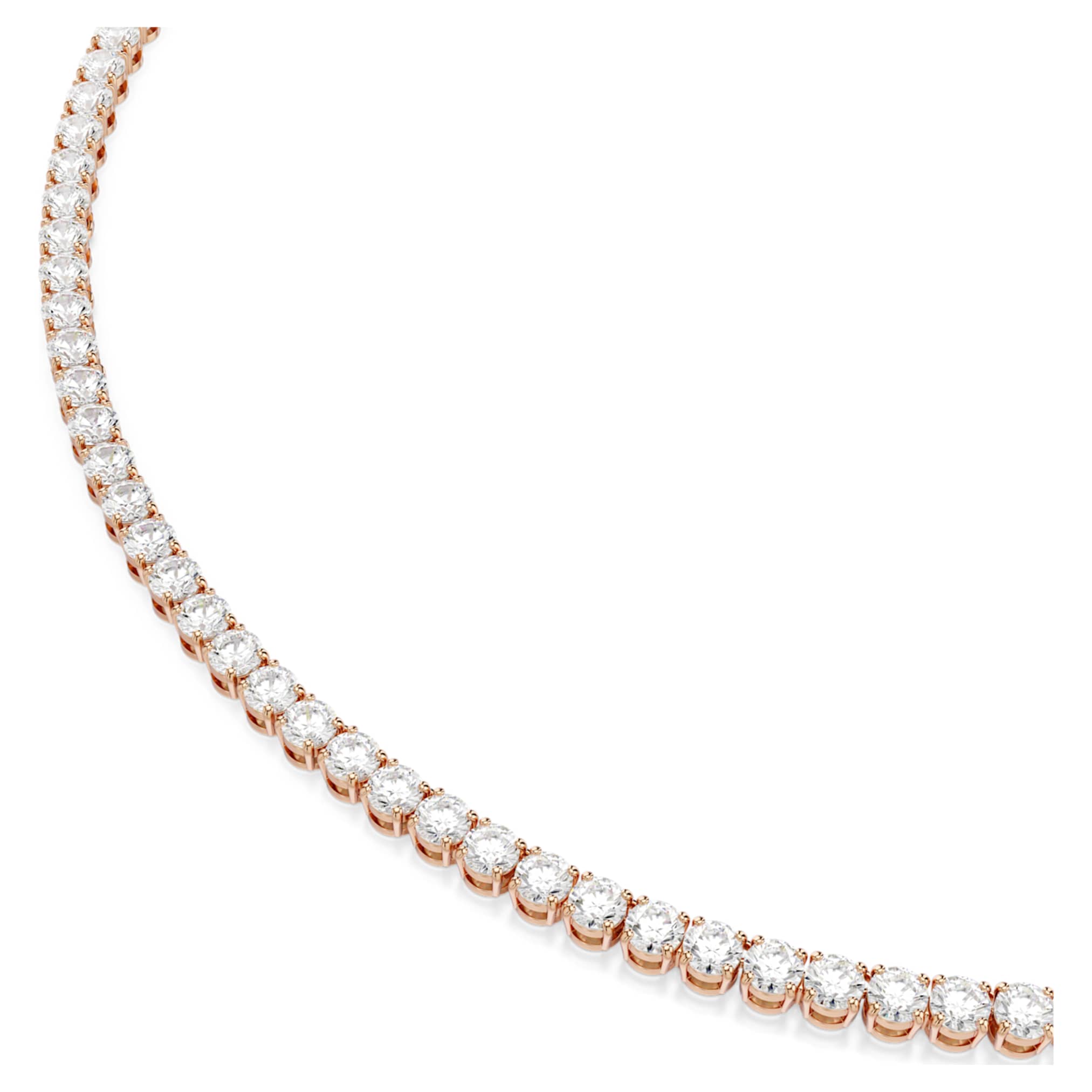 Swarovski Matrix Tennis necklace Round cut, White, 18K rose gold finish