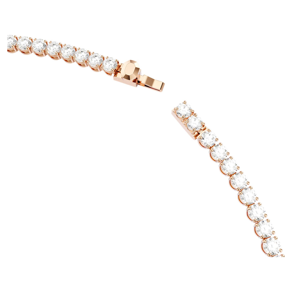 Swarovski Matrix Tennis necklace Round cut, White, 18K rose gold finish