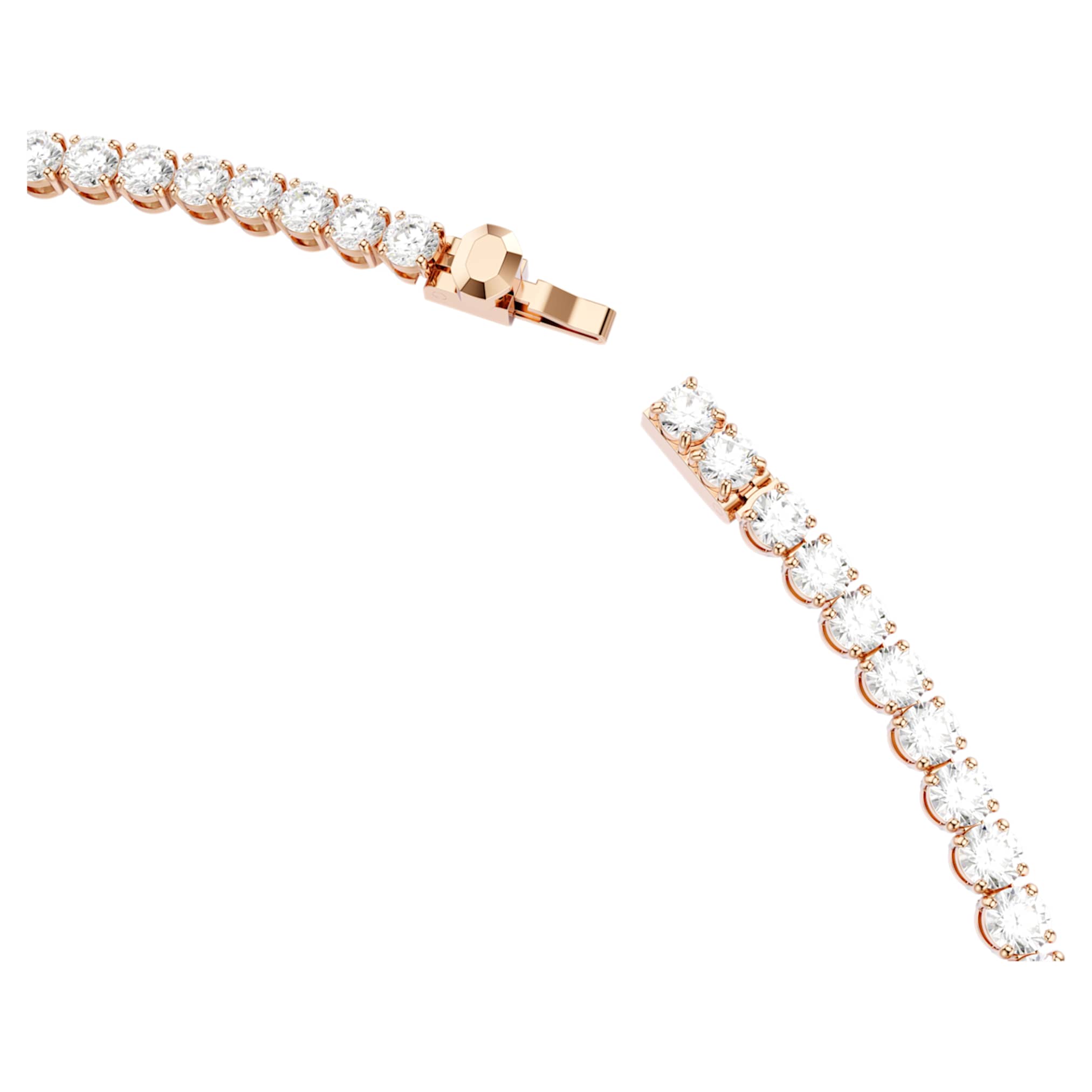 Swarovski Matrix Tennis necklace Round cut, White, 18K rose gold finish