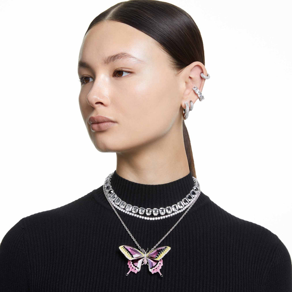 Swarovski Matrix Tennis necklace Round cut, White, Rhodium plated