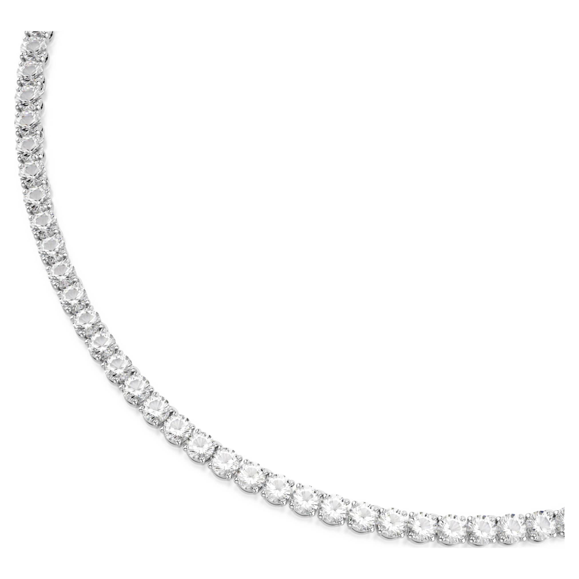Swarovski Matrix Tennis necklace Round cut, White, Rhodium plated