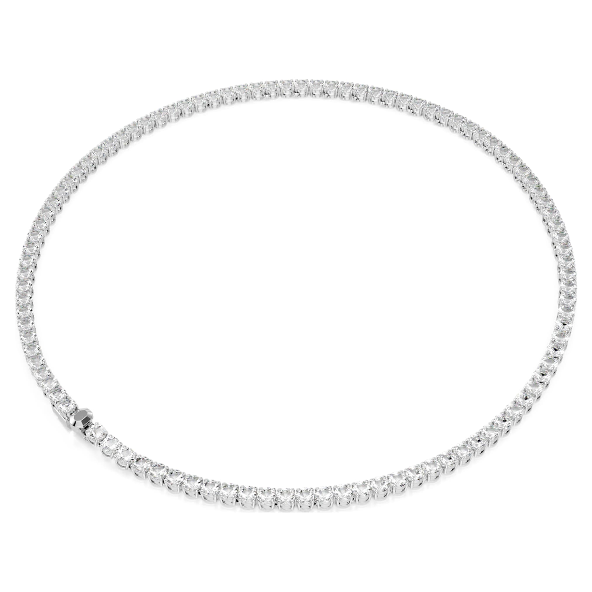 Swarovski Matrix Tennis necklace Round cut, White, Rhodium plated
