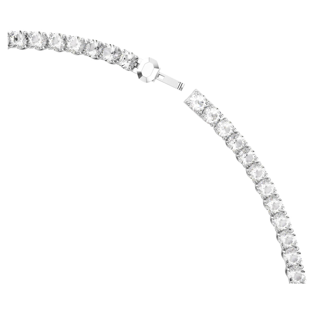 Swarovski Matrix Tennis necklace Round cut, White, Rhodium plated