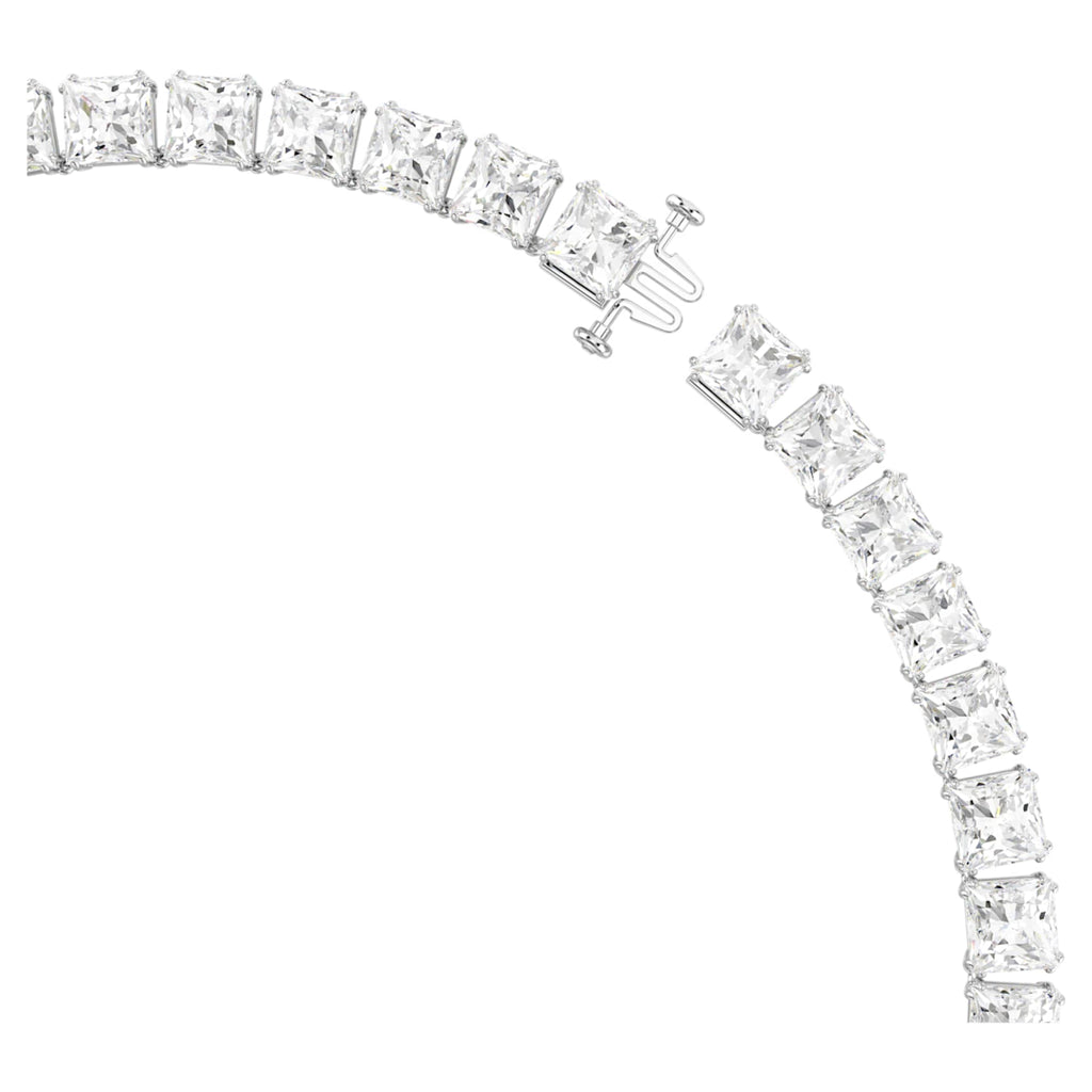 Swarovski Matrix Tennis necklace Square cut, White, Rhodium plated