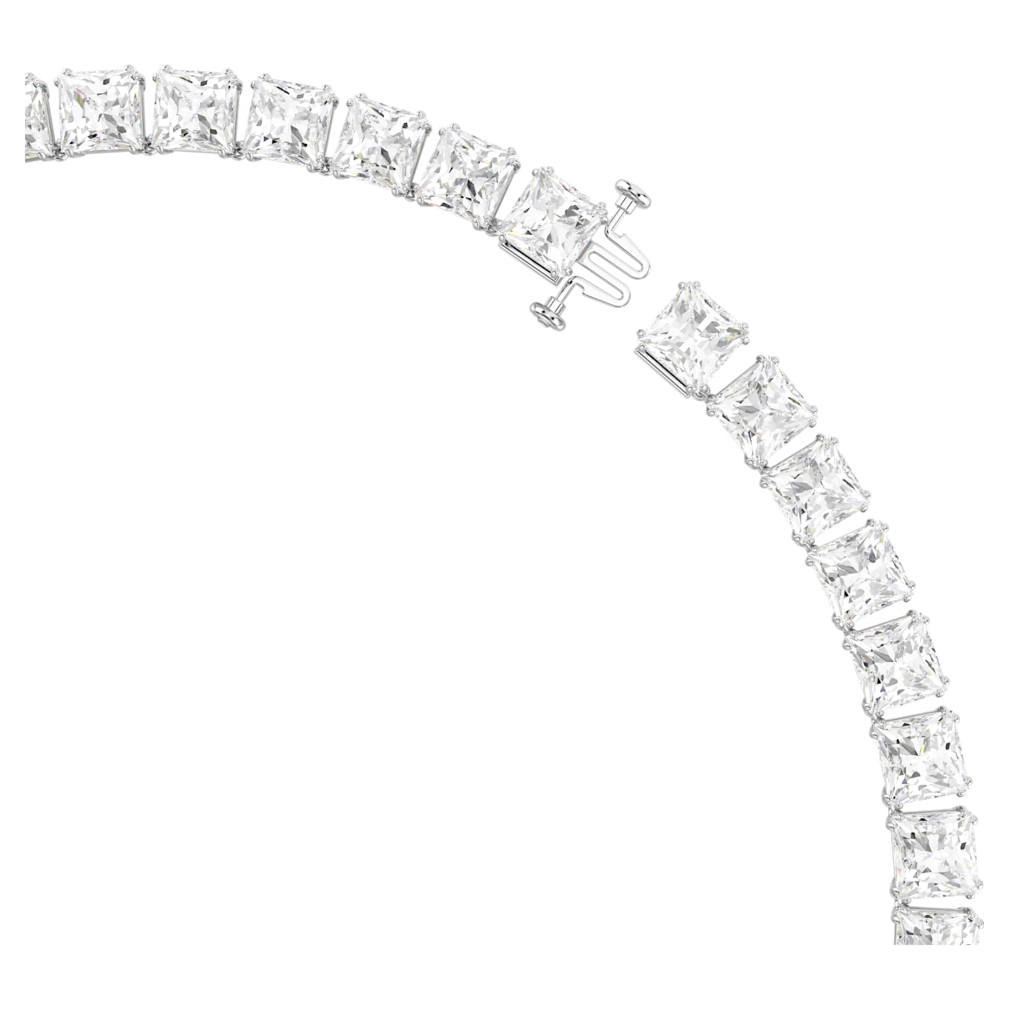Swarovski Matrix Tennis necklace Square cut, White, Rhodium plated