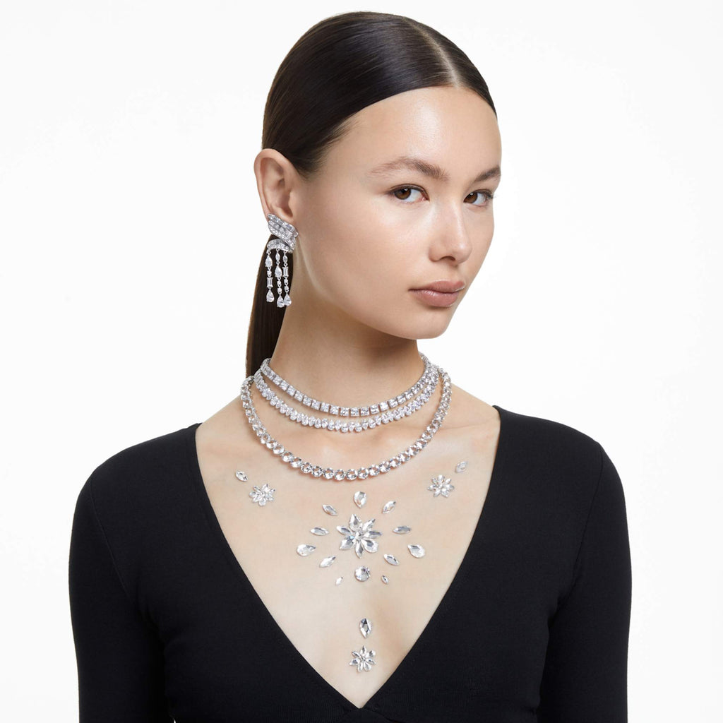 Swarovski Matrix Tennis necklace Square cut, White, Rhodium plated