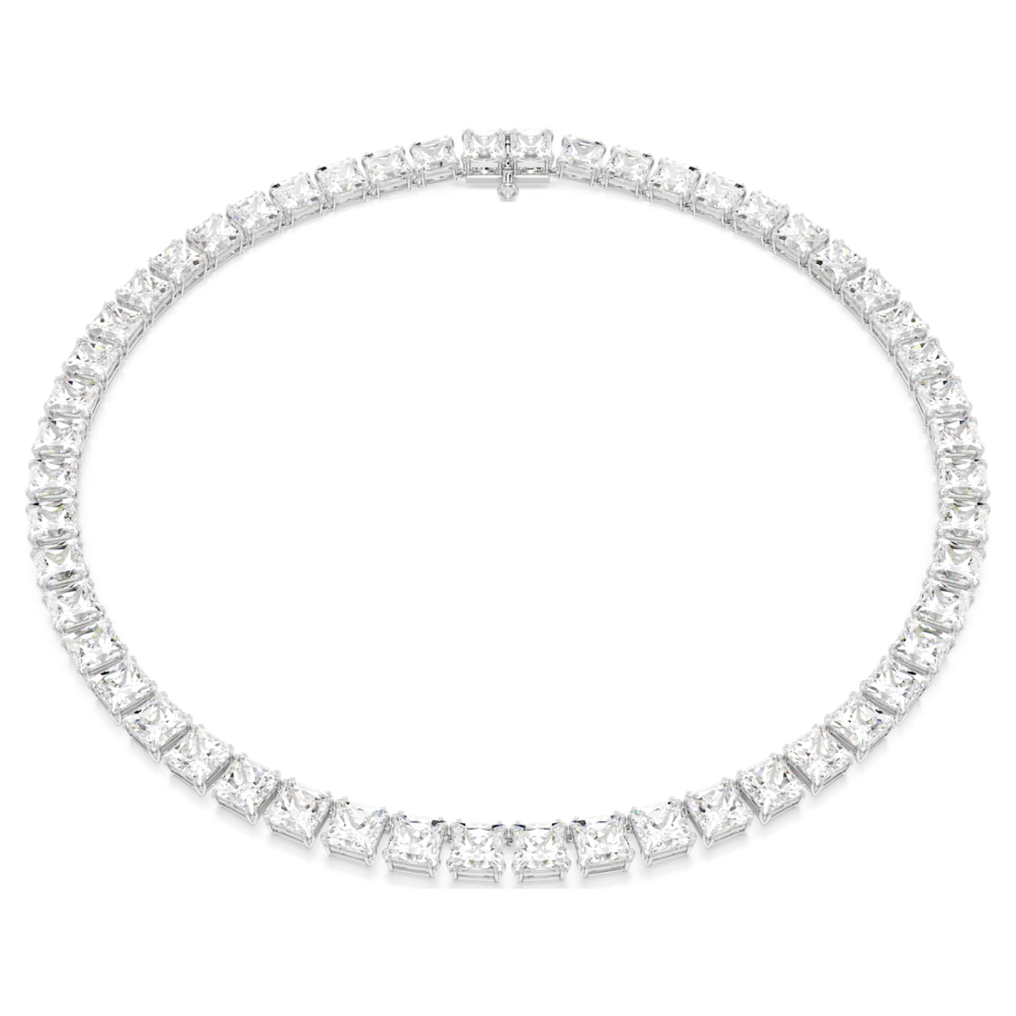 Swarovski Matrix Tennis necklace Square cut, White, Rhodium plated