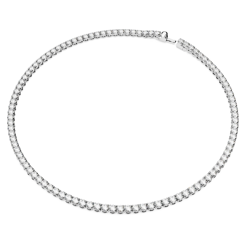 Swarovski Matrix Tennis set Round cut, White, Rhodium plated