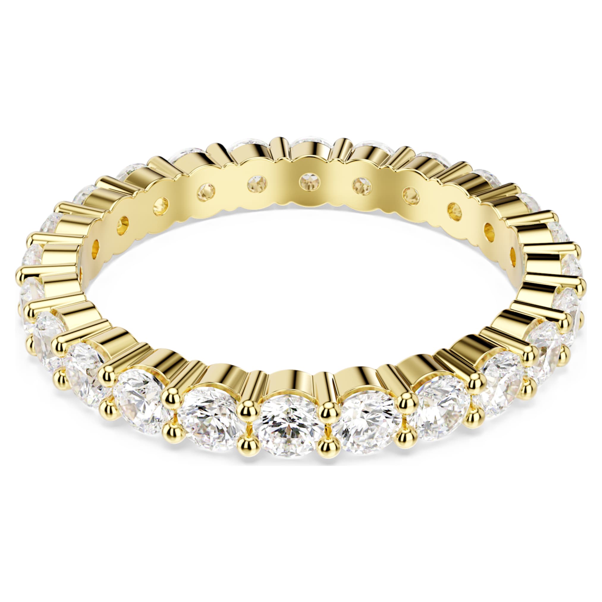 Swarovski Matrix Vittore band ring Round cut, White, 18K gold finish