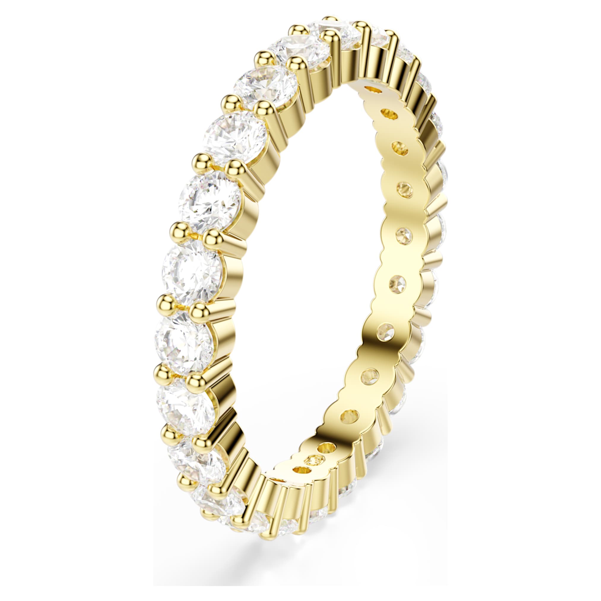Swarovski Matrix Vittore band ring Round cut, White, 18K gold finish