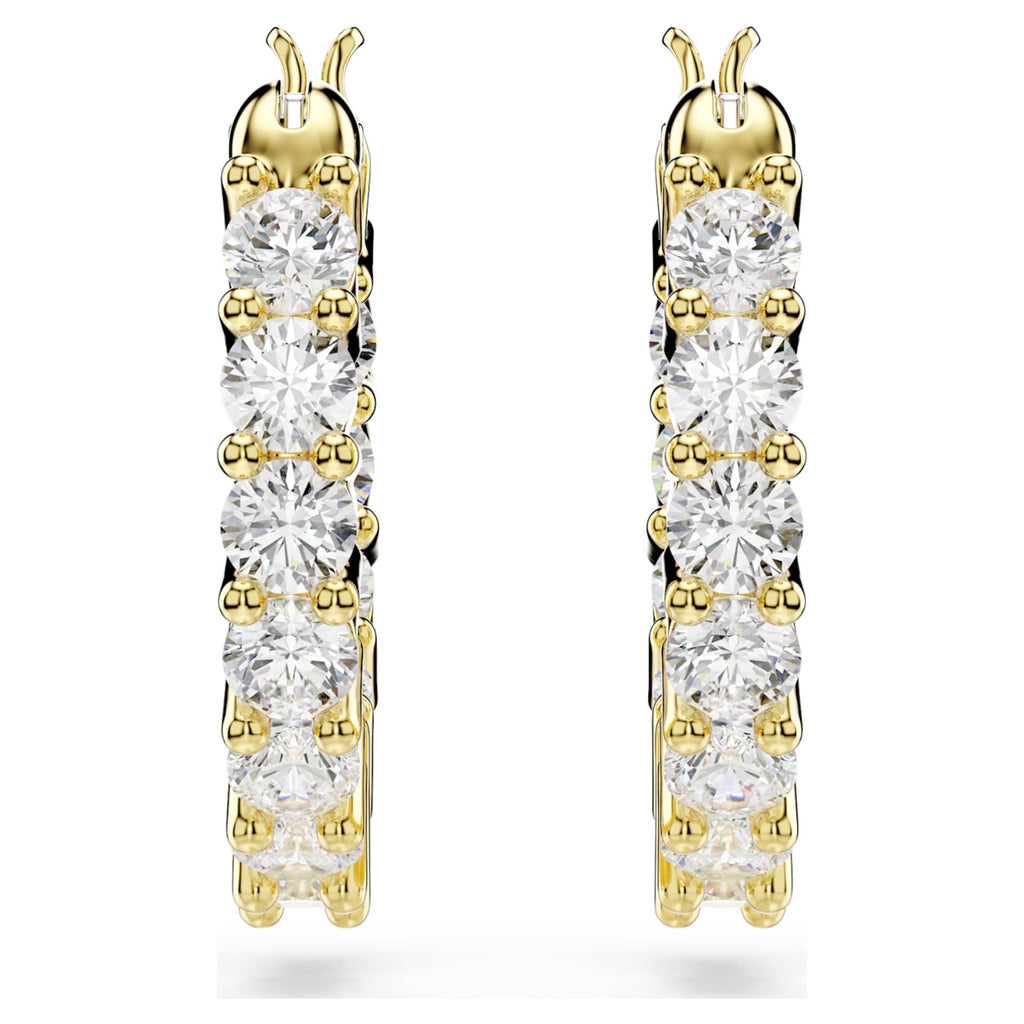 Swarovski Matrix Vittore hoop earrings Round cut, White, 18K gold finish