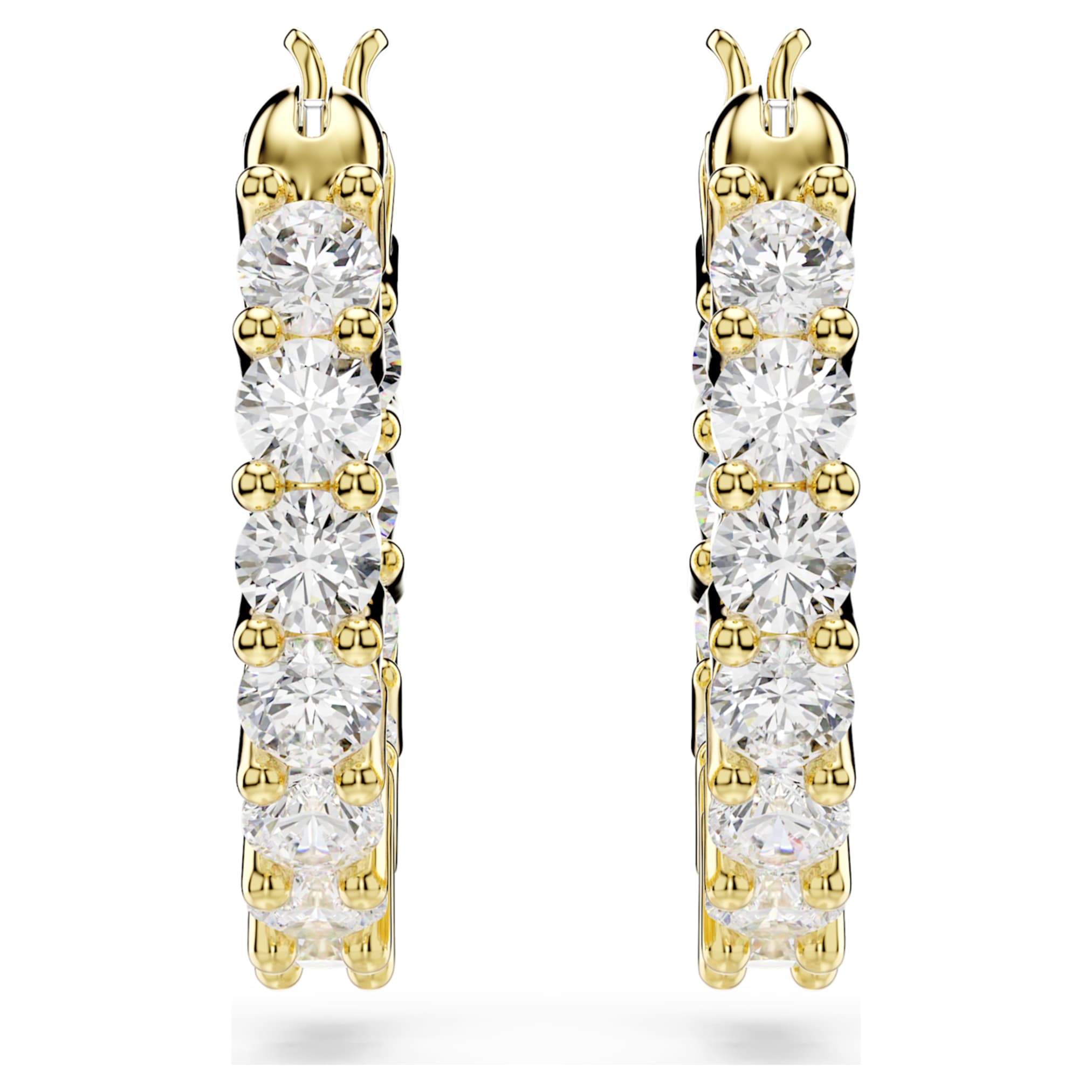 Swarovski Matrix Vittore hoop earrings Round cut, White, 18K gold finish