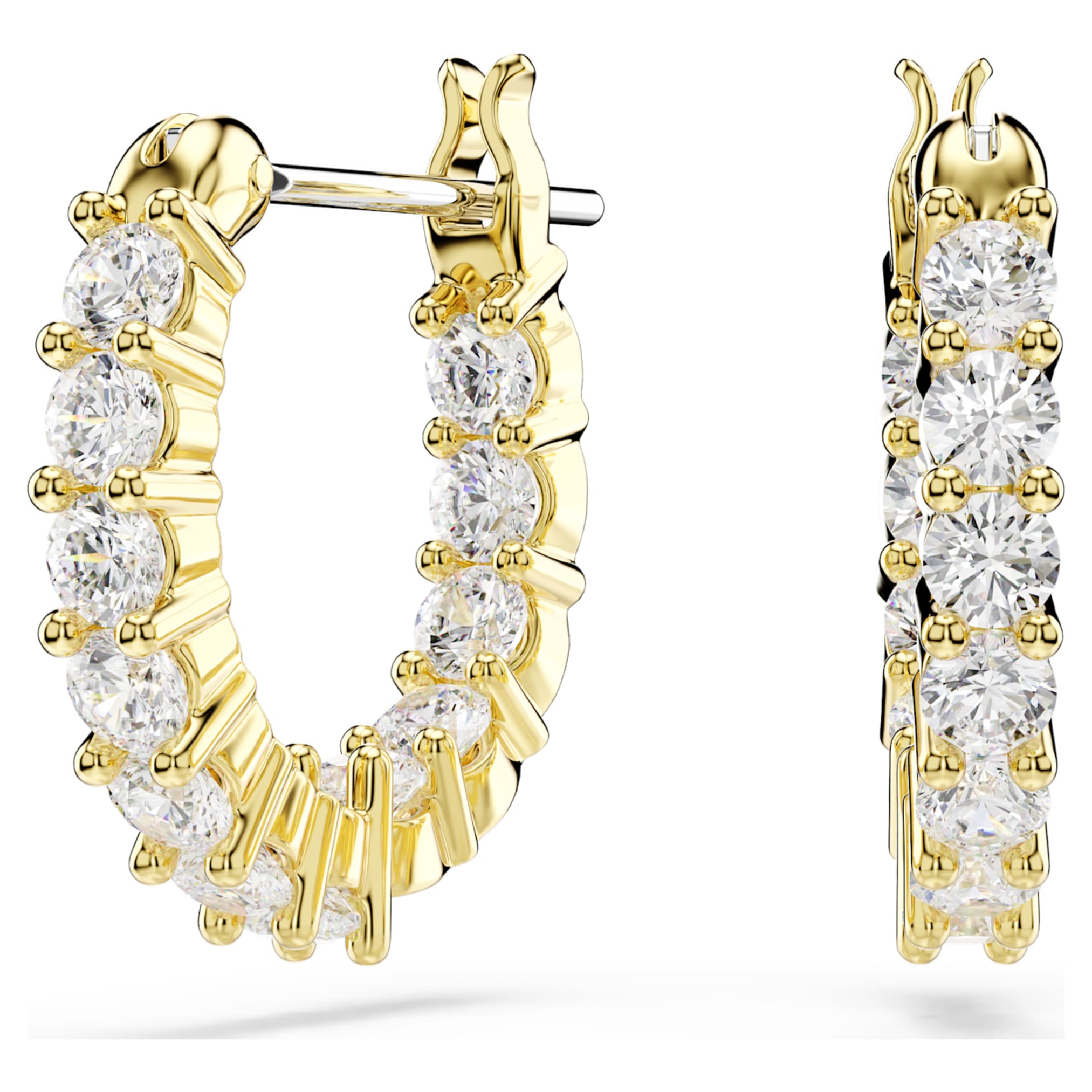 Swarovski Matrix Vittore hoop earrings Round cut, White, 18K gold finish