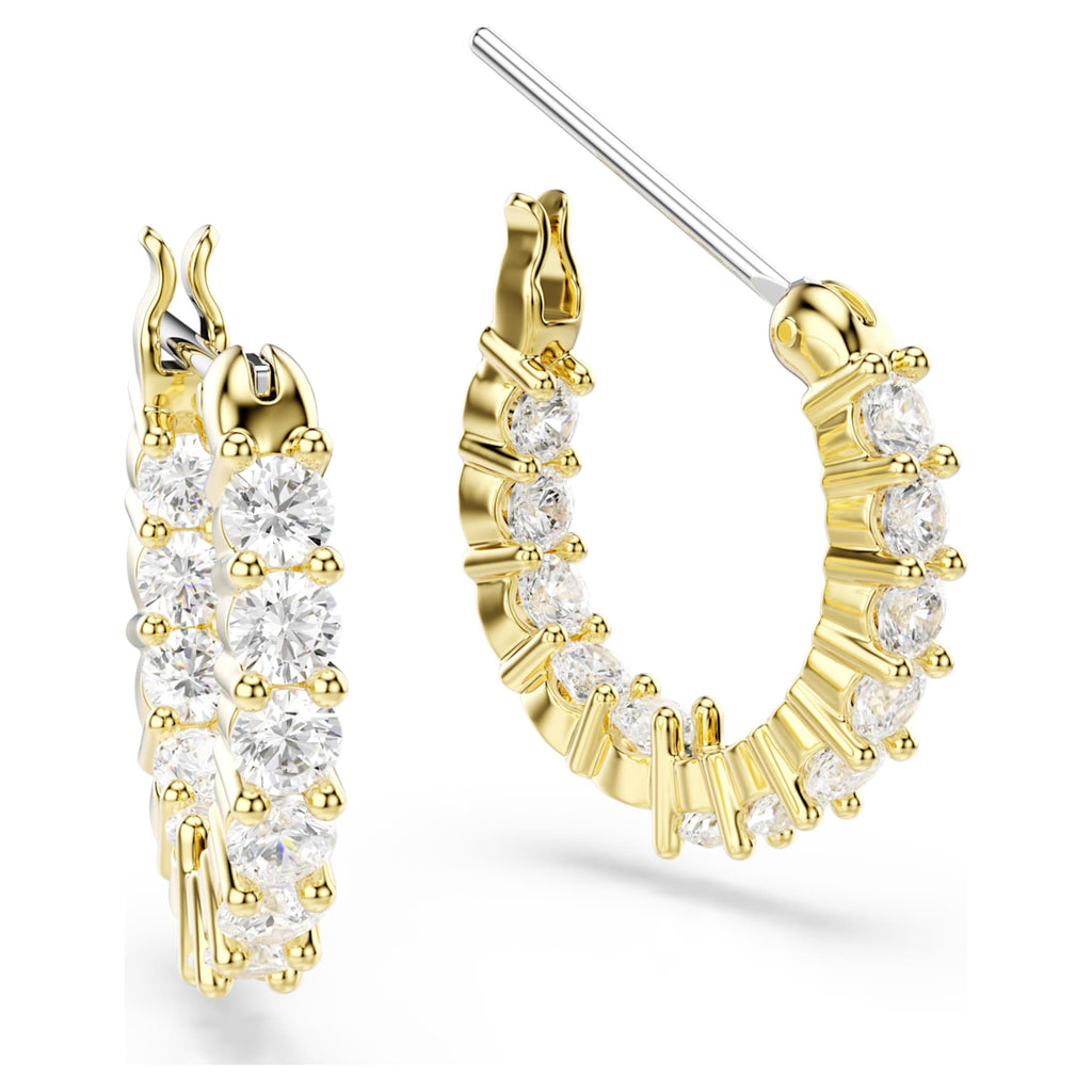 Swarovski Matrix Vittore hoop earrings Round cut, White, 18K gold finish