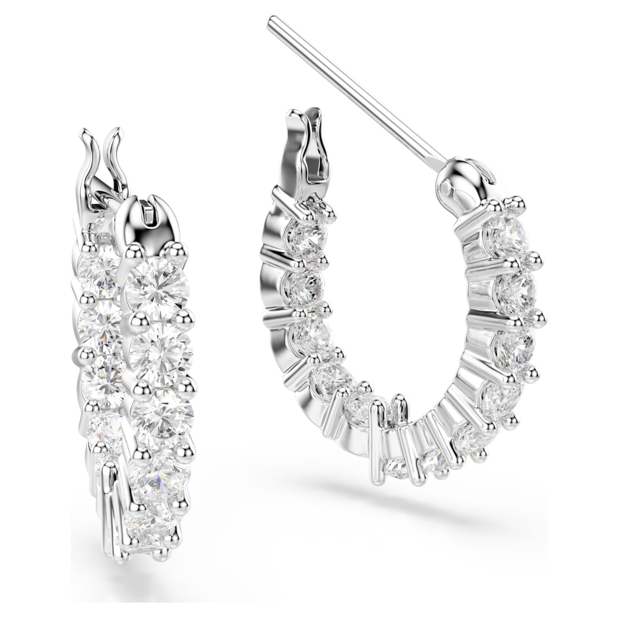 Swarovski Matrix Vittore hoop earrings Round cut, White, Rhodium plated
