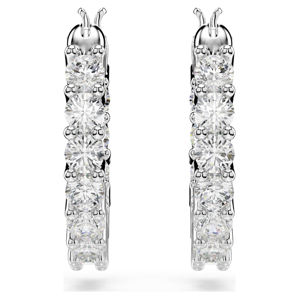 Swarovski Matrix Vittore hoop earrings Round cut, White, Rhodium plated