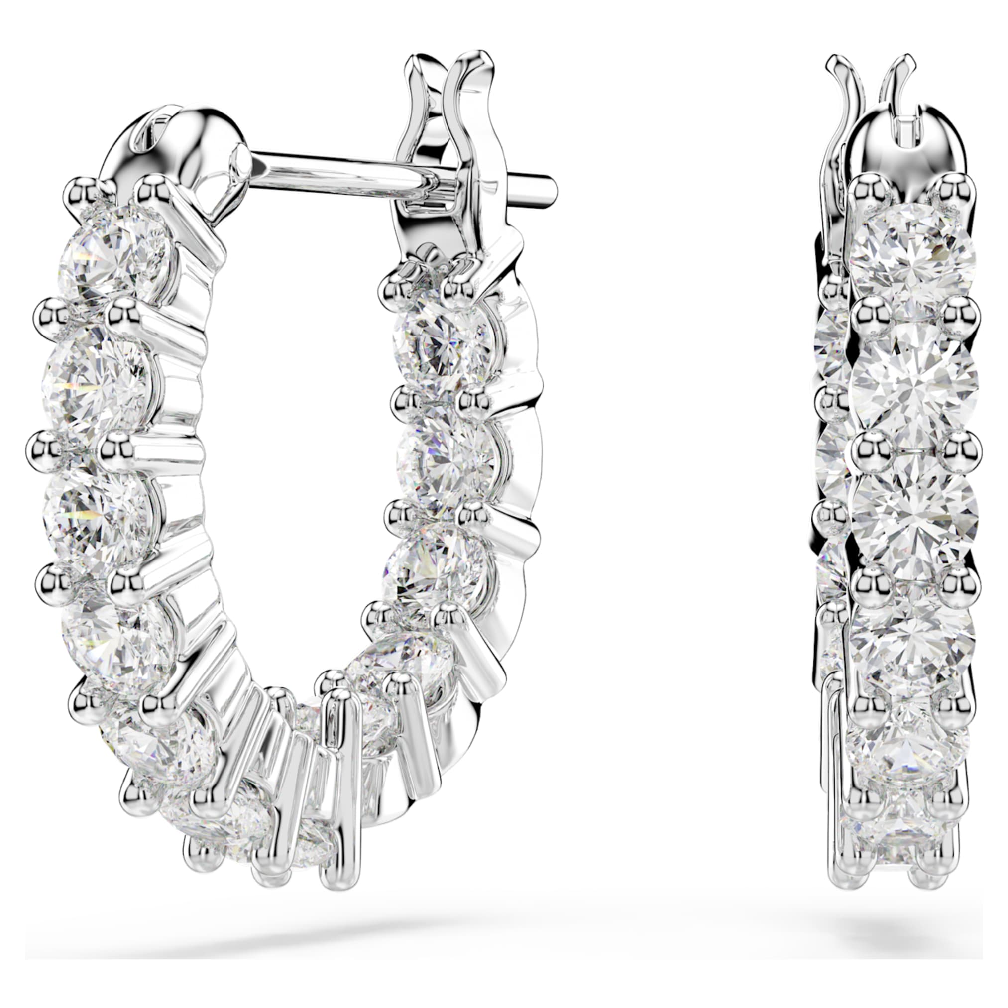 Swarovski Matrix Vittore hoop earrings Round cut, White, Rhodium plated