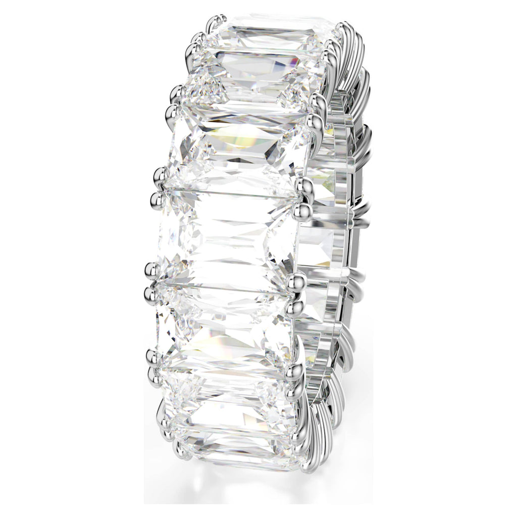 Swarovski Matrix Vittore ring Baguette cut, White, Rhodium plated
