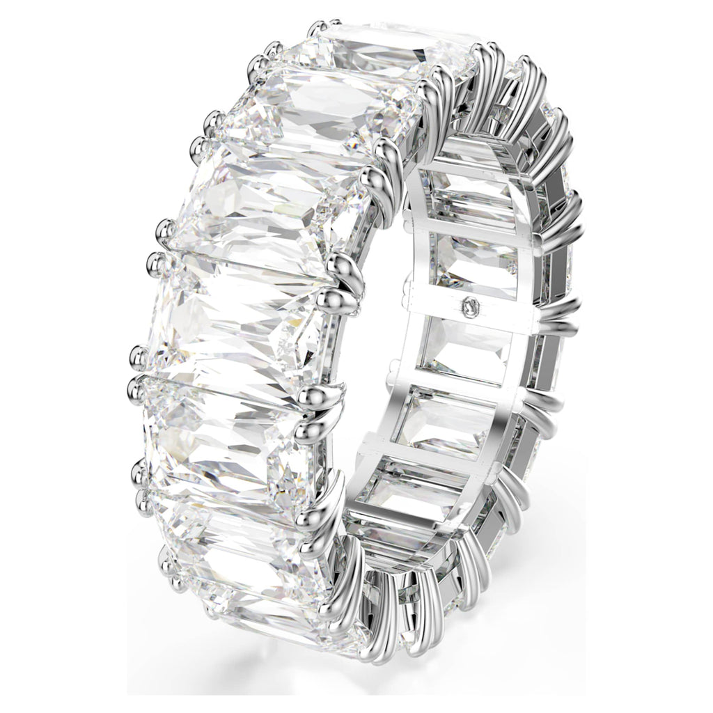 Swarovski Matrix Vittore ring Baguette cut, White, Rhodium plated
