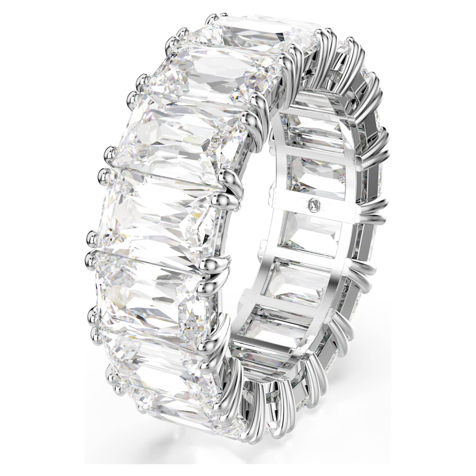 Swarovski Matrix Vittore ring Baguette cut, White, Rhodium plated